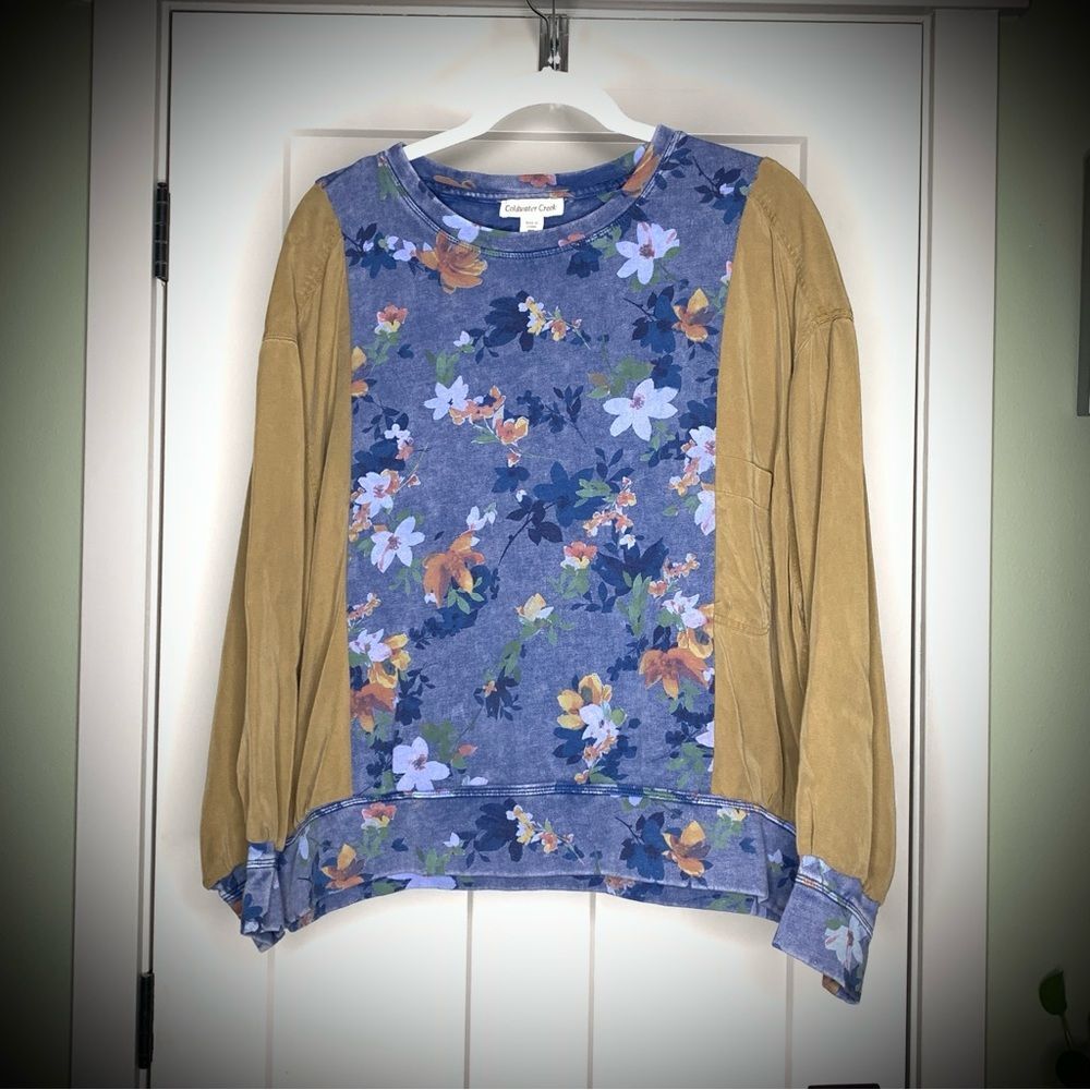 Upcycled Coldwater Creek Floral Sweatshirt Soft Sleeves Fits Most Sizes